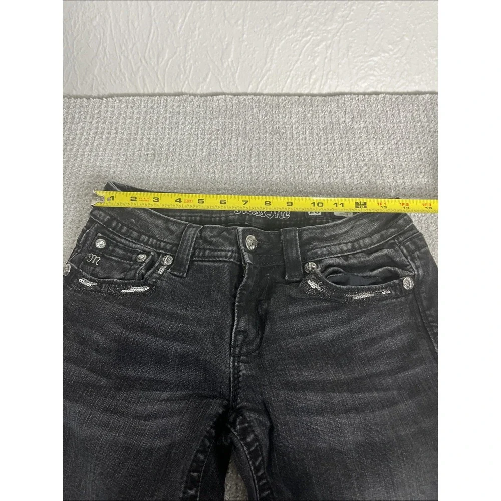 Miss Me Jeans Womens 28x30 Black Signature Skinny Embellished Pockets Bling - Picture 10 of 13